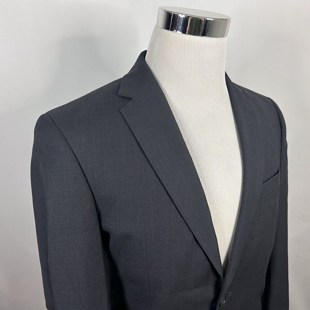 Joseph Jos A Bank 36R Slimt Fit Sport Coat 100% Wool Gray Knit Two Button Vented